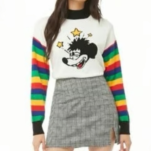Disney Sweaters - Forever 21 x Disney Retro Mickey Mouse Rainbow Sleeve Sweater L